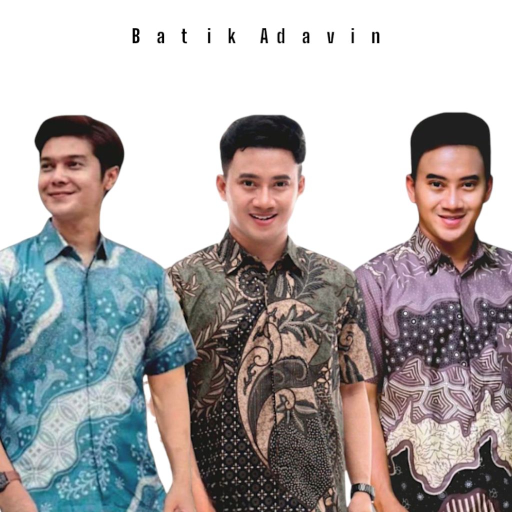 Batik Pria Lengan Pendek Warna Biru muda Katun M L XL XXL Batik Denim Batik Sage Ungu Lylac