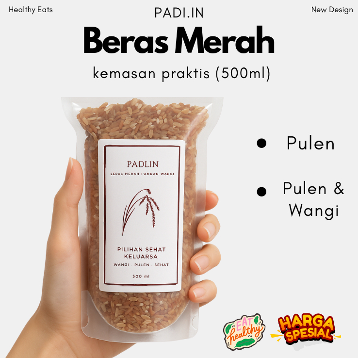 

BERAS MERAH PADI.IN PANDAN WANGI PULEN DAN ENAK 500 ml