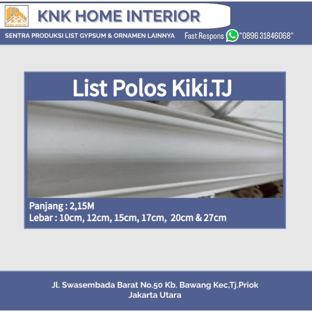 List Gypsum 10cm, 12cm, 15cm, 20cm & 27cm / Lis Gypsum Polos S KIKI .TJ / List Plafon Gypsum / List 