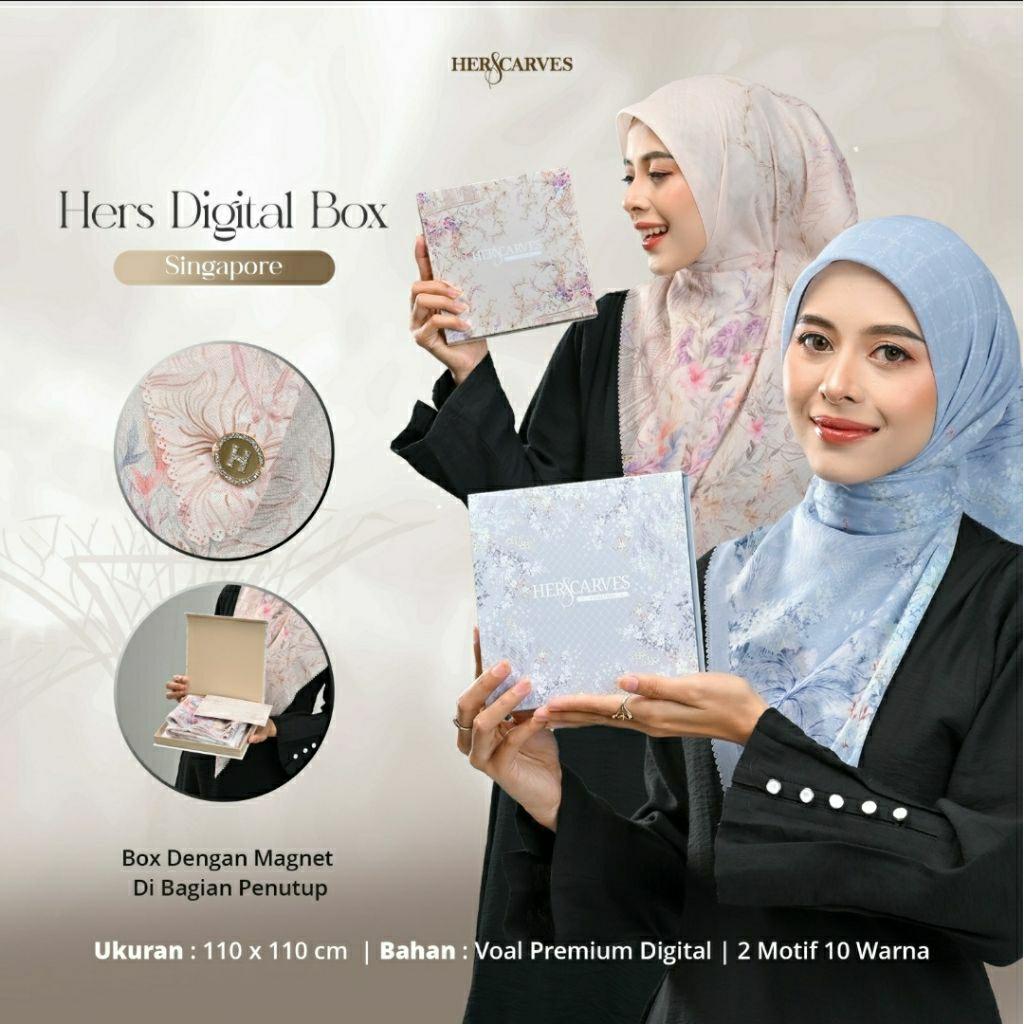 AK hijab motif digital hers box voal premium (110 × 110 cm )