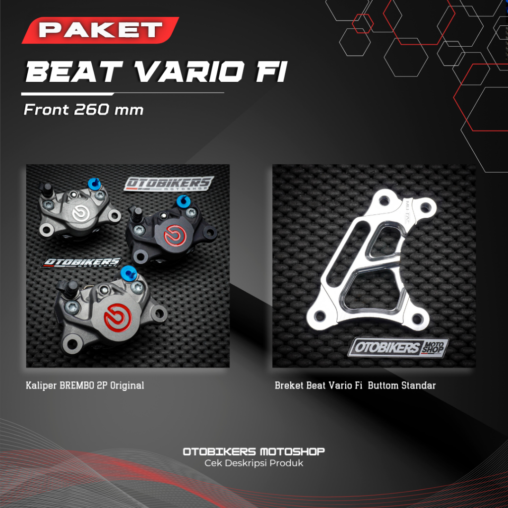 PAKET Kaliper BREMBO 2P 2 Piston Depan 260 mm Beat Vario fi Scoopy 125 150 160 cbs