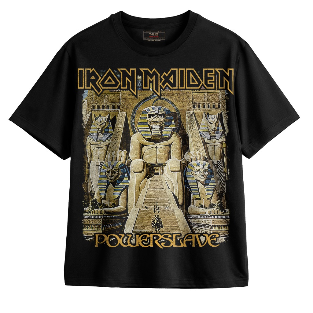 Original IRON MAIDEN POWERSLAVE KAOS BAND TSHIRT OVERSIZE UNISEX HITAM - TFLIKS Unisex Tee