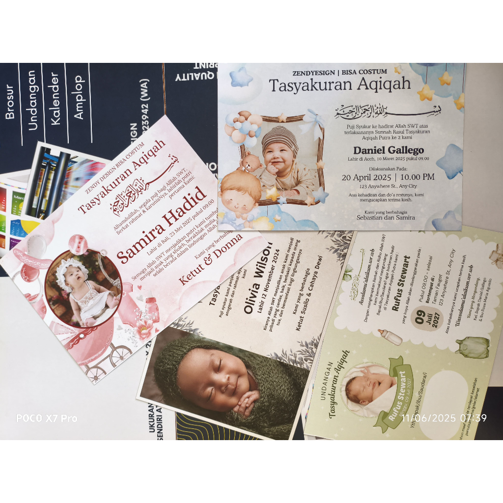 PRINT UNDANGAN AQIQAH A5 DESAIN SENDIRI ATAU DI DESAIN | CETAK UNDANGAN AQIQAH AKIKAH A5