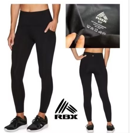 Legging Sport RBX Black Pocket Celah Olah raga / Yoga Gym