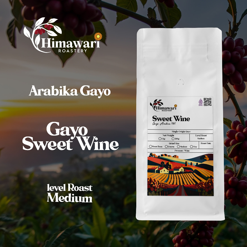 

Himawari Kopi Arabika Gayo Sweet Wine Biji Kopi dan Bubuk Kopi