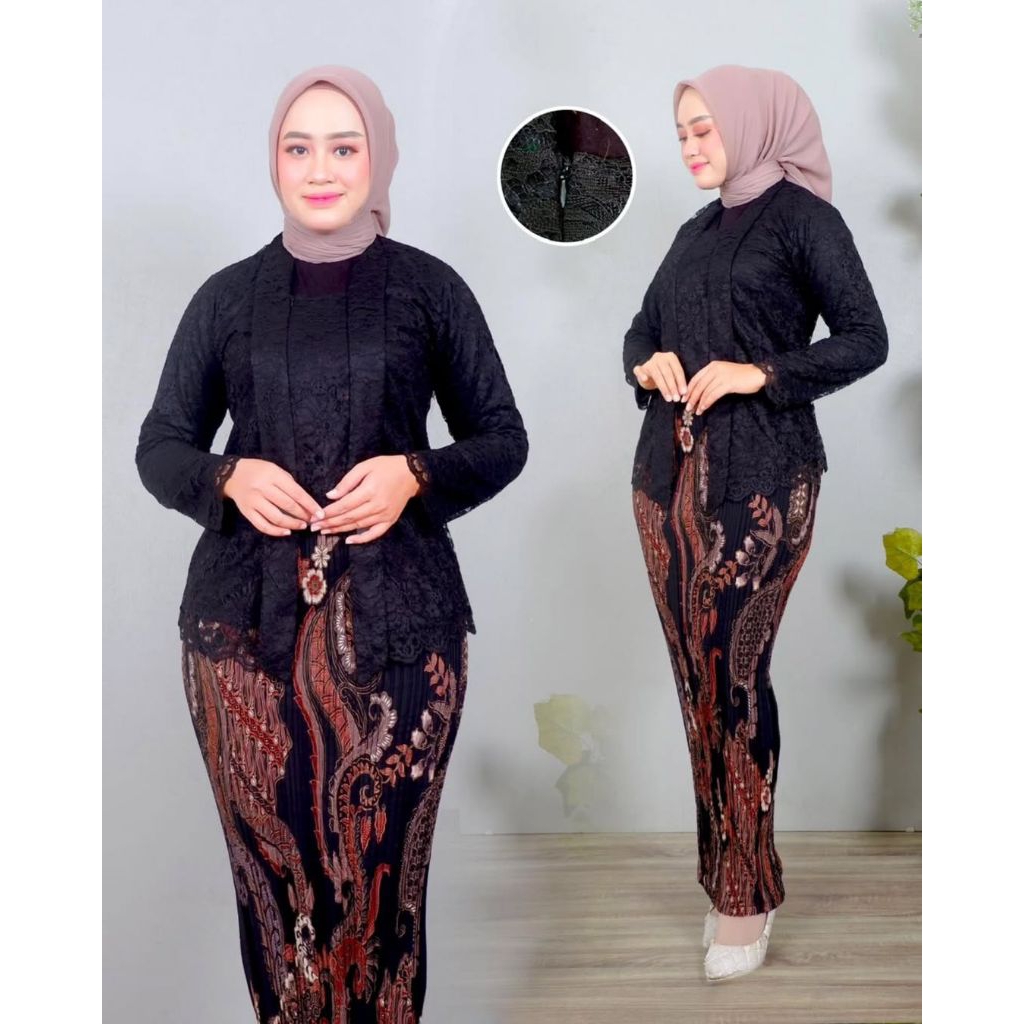 Kebaya Brokat Kutubaru - Kebaya Modern - Set Kebaya Wisuda - Kebaya Remaja - Kebaya Kartini Modern -