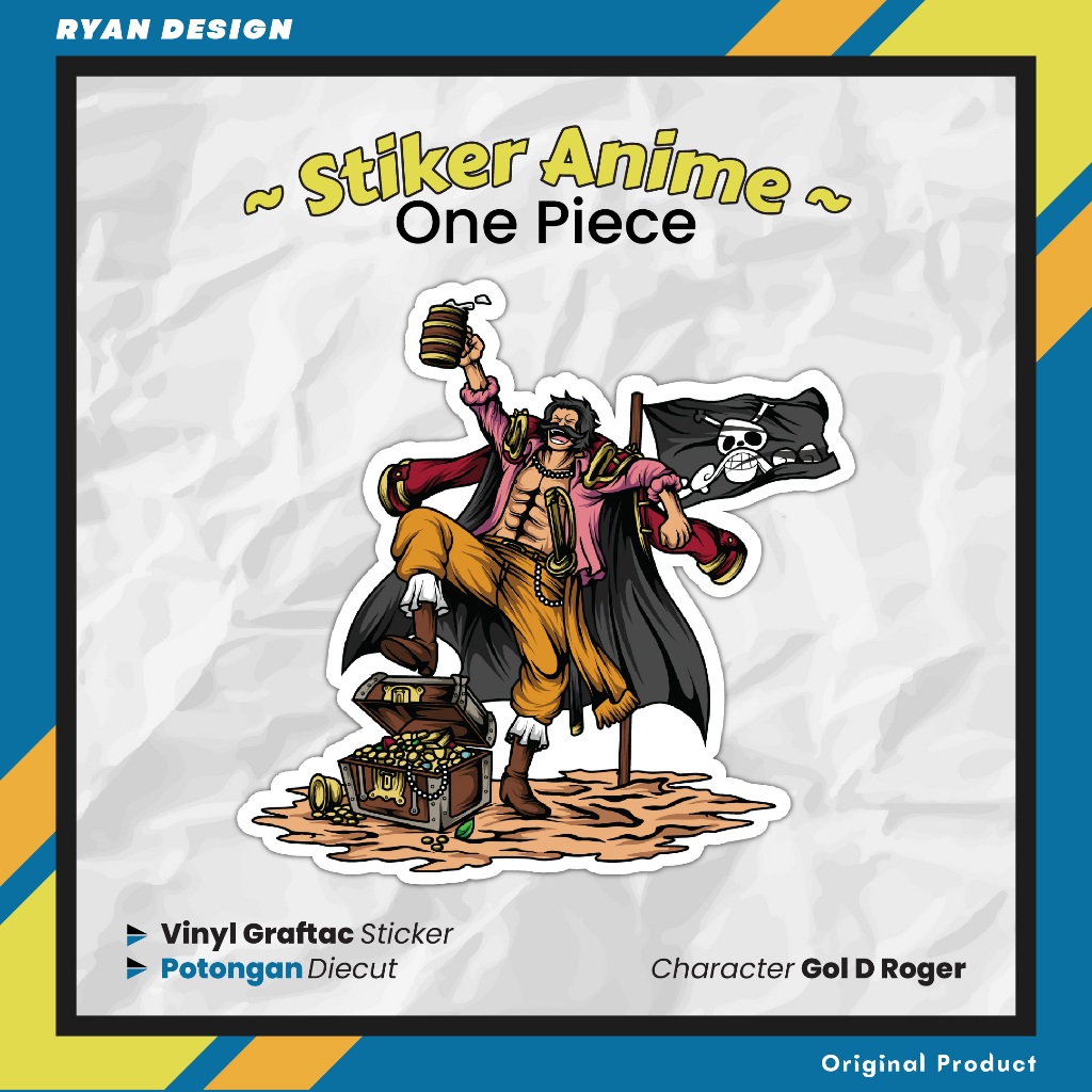 

Sticker Anime One Piece Roger Stiker Laptop Case Hp Ukuran 5 Cm