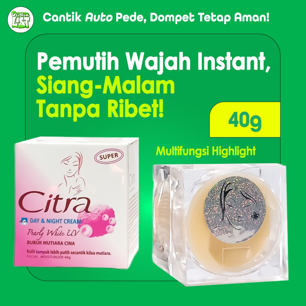 (𝗘𝗖𝗘𝗥) Citra Super Cream Pemutih Wajah MULTIFUNGSI (BISA Siang & Malam) + Bubuk Mutiara Cina