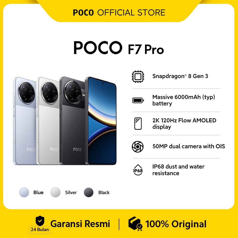 POCO F7 Pro (12GB/512GB) | Snapdragon® 8 Gen 3 | Massive 6000mAh battery | 2K 120Hz Flow AMOLED disp