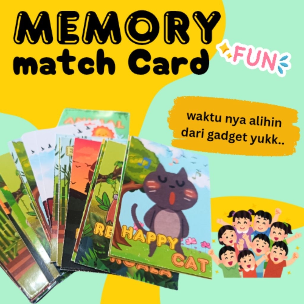 Memory Match Game Animal - Kartu Gambar Hewan Lucu - Mainan Edukatif