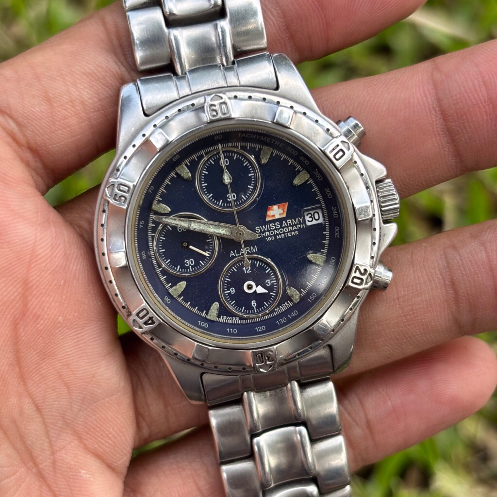Jam Tangan Swiss Arm y Hcc 9769/2 Chronograph quartz vintage jadul original antik kuno military pria