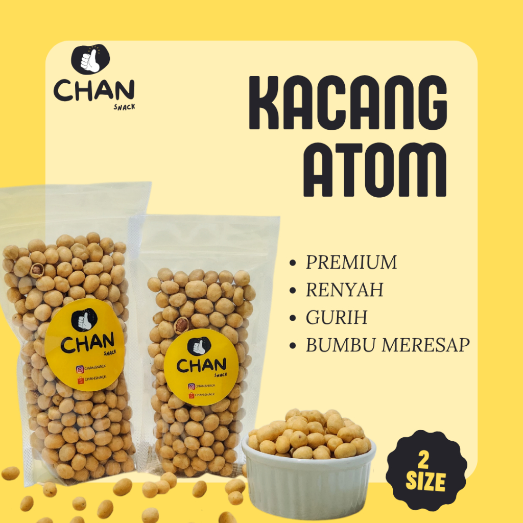 

Kacang Atom / Kacang Telur Oven Premium 100gr 200gr Renyah Kriuk Gurih Cemilan Snack Kiloan CHAN SNACK