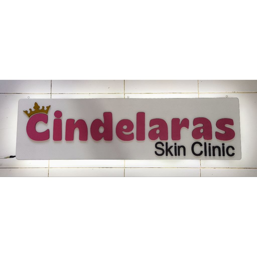 custom logo huruf timbul kayu led