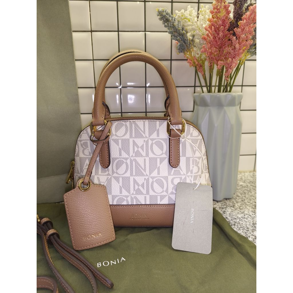PL Tas Bonia Alma XS Monogram White-Brown