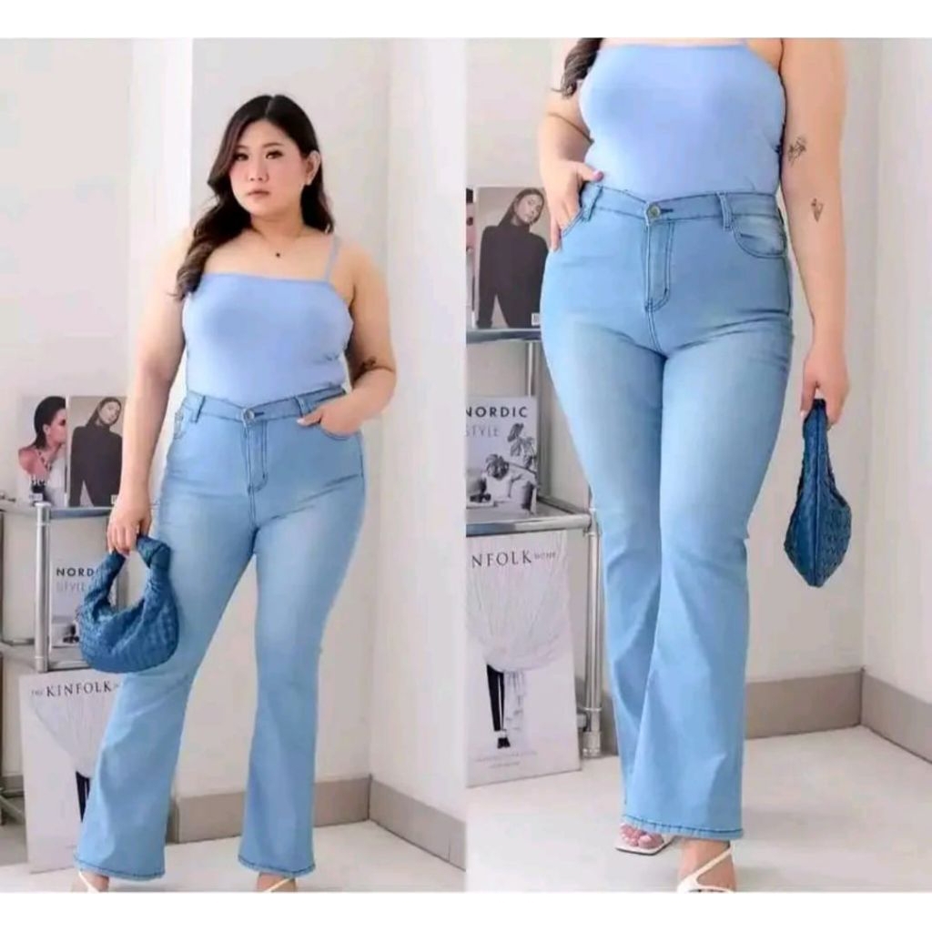 Highwaish Cutbray Jeans Wanita Jumbo Size 35-42 Celana Cutbray Jeans Wanita Kekinian Viral Celana Cu
