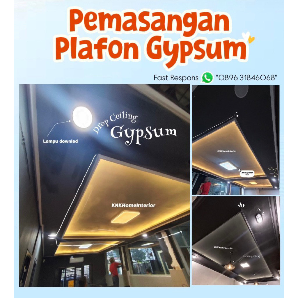 PEMASANGAN PLAFON GYPSUM (JASA + MATERIAL)