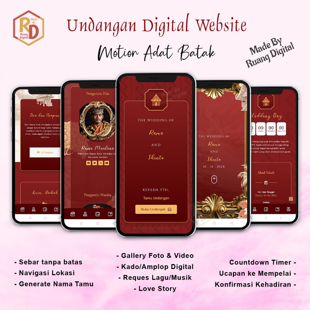Undangan Pernikahan Digital Website Tema Motion Adat Batak
