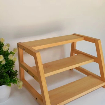 Rack Rak Dapur Toples Bumbu Dapur Toples Botol Rak Ambalan Kayu 3 Susun Minimalis Serbaguna