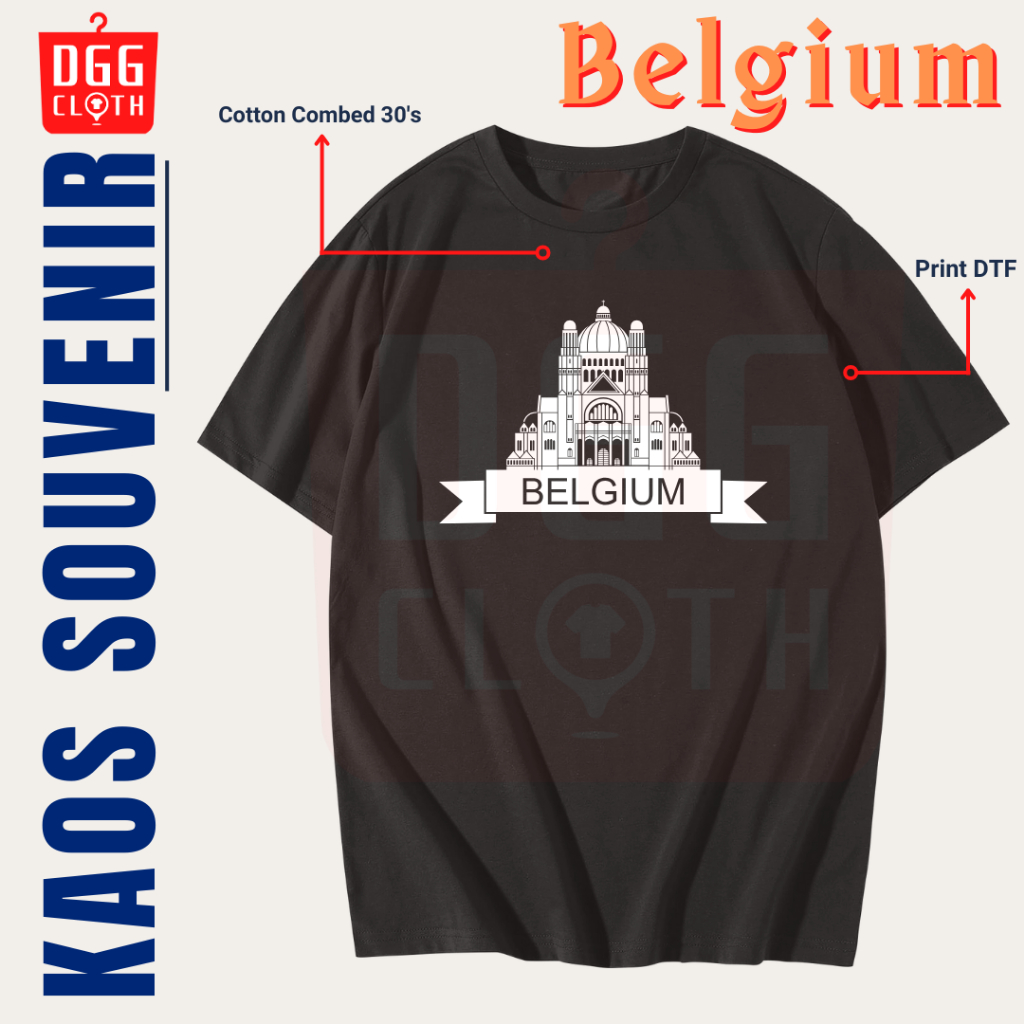 DGG Kaos Oleh-Oleh Negara Belgium/Belgia Tshirt Baju Souvenir Dewasa Anak Type 5