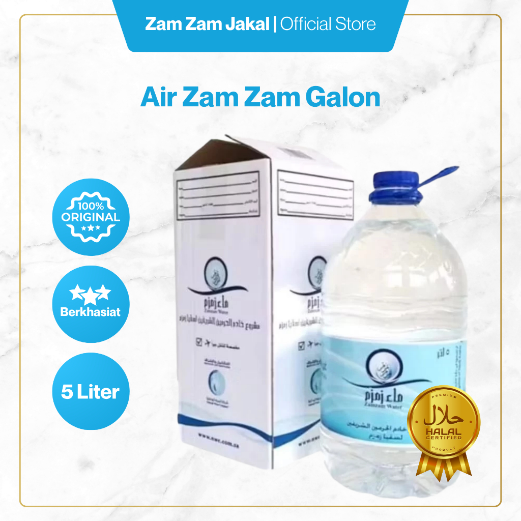 

Air Zam Zam 5 Liter Asli /Oleholeh Haji Dan Umrah / Air Zamzam Original Non Barcode Zamzam