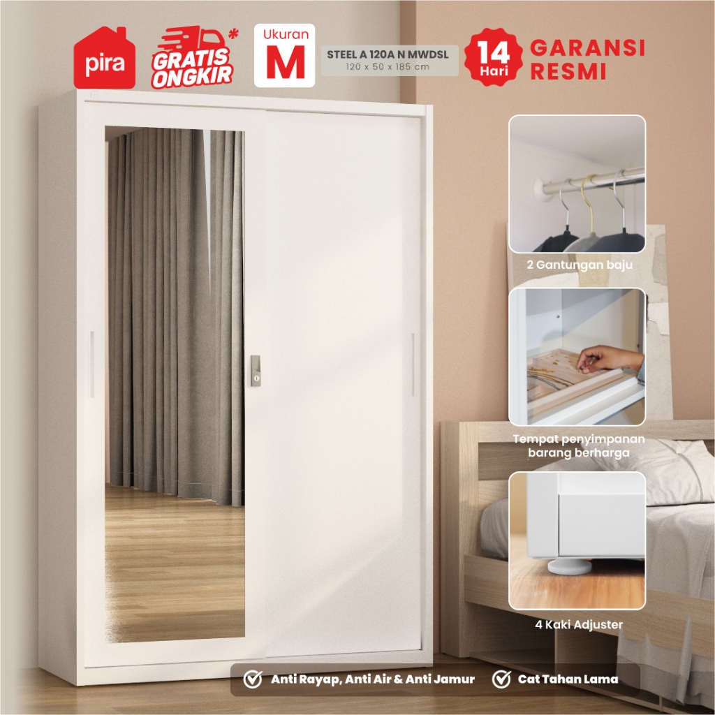 PIRA - STEEL A 120A N MWDSL Lemari Pakaian Besi Sliding / Pintu Geser