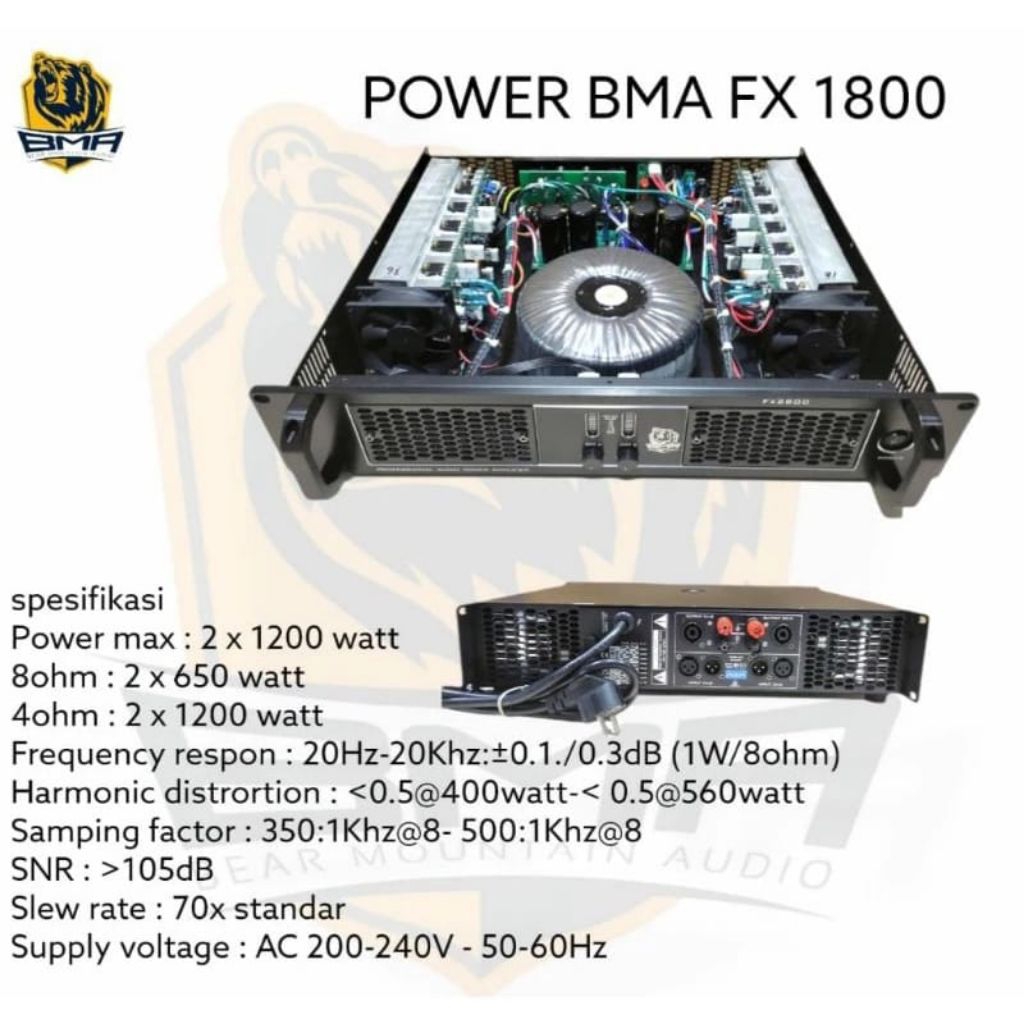 Power Amplifier BMA FX 1800 Class AB Original Power BMA FX1800 / BMA FX-1800 Power Amplifier