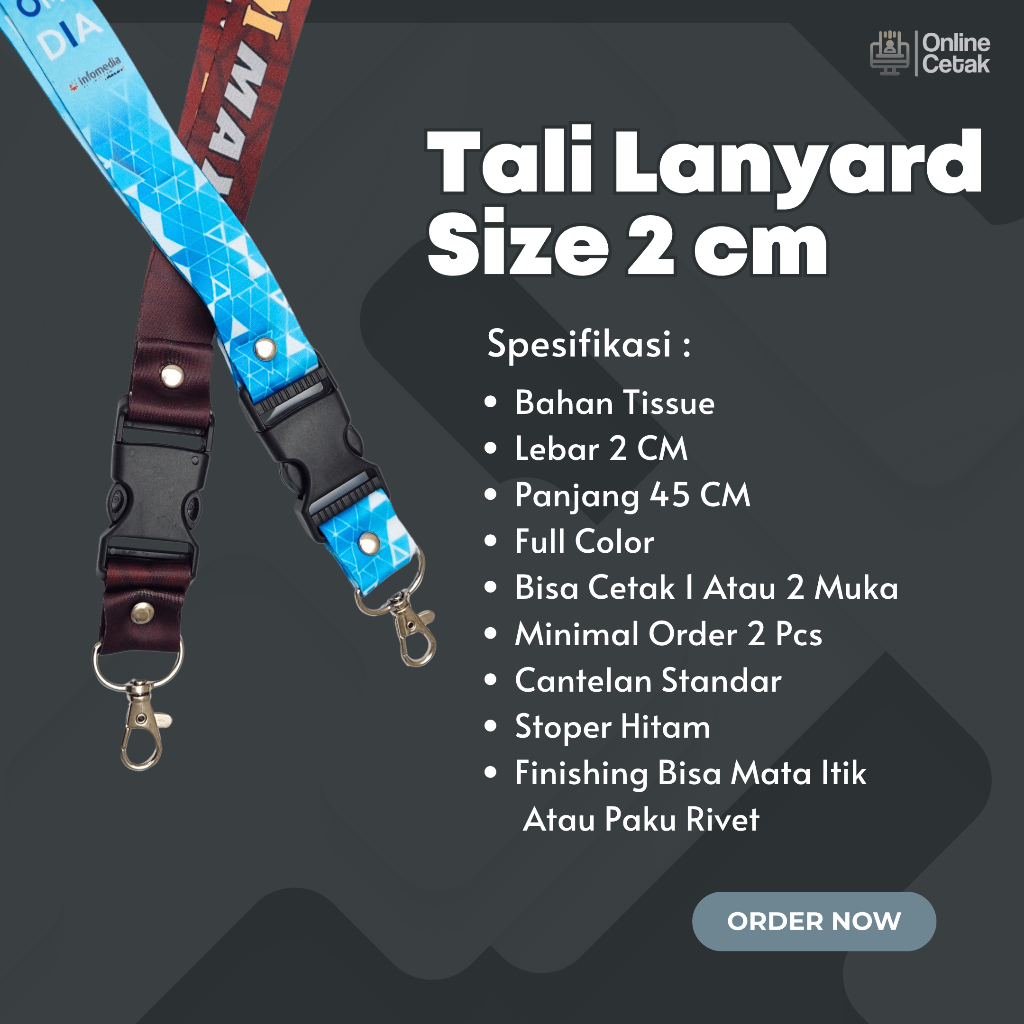 

CETAK CUSTOM TALI LANYARD CUSTOM DESAIN 2 CM FULL PRINT SUBLIM / LANYARD CUSTOM