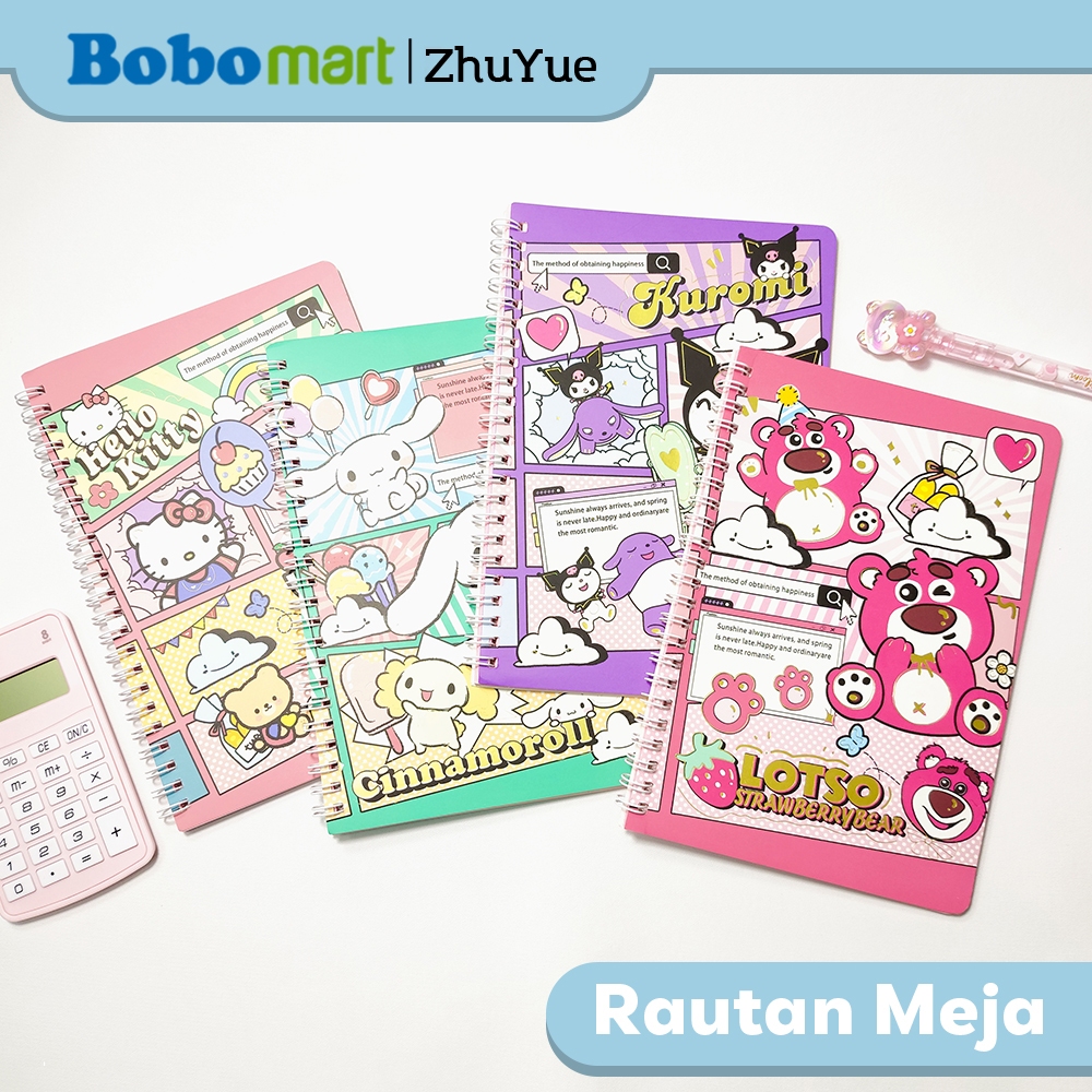 

BOBOMART Buku Tulis Catatan Bergaris Spiral Ruled Notebook A5 60 Lembar SH-8330 (Kuromi, Lotso, DLL)