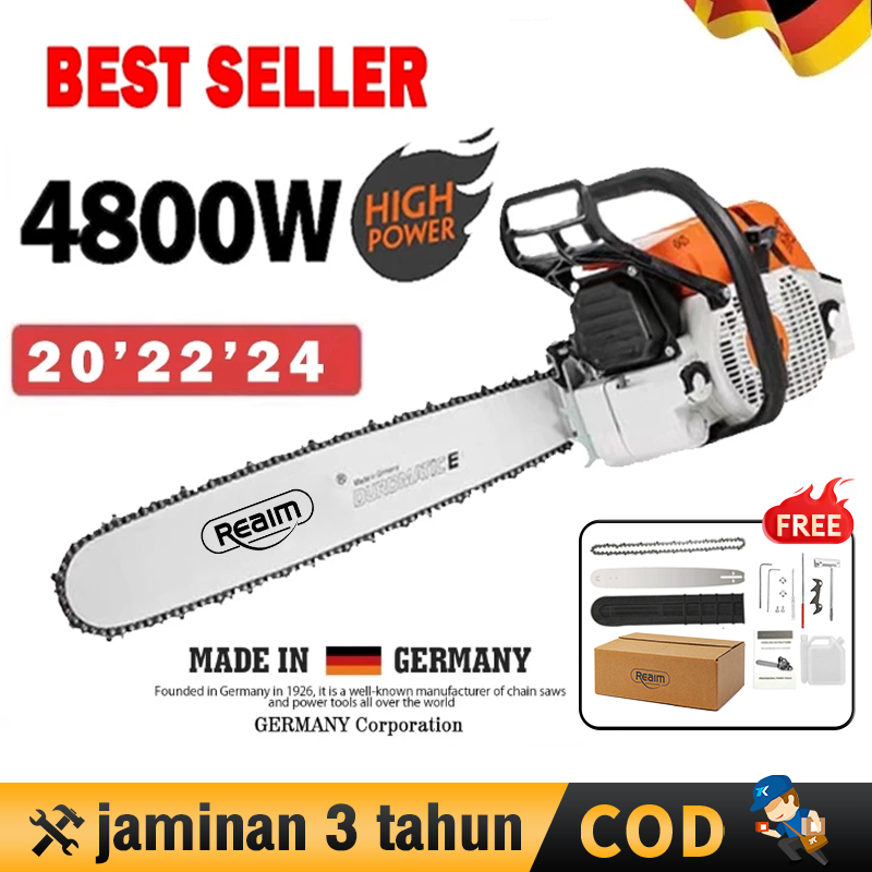 REAIM Chainsaw 20/22 Inch senso 52CC Mesin Potong Kayu Gergaji Mesin 2 / 4 Tak sinso Untuk Mesin