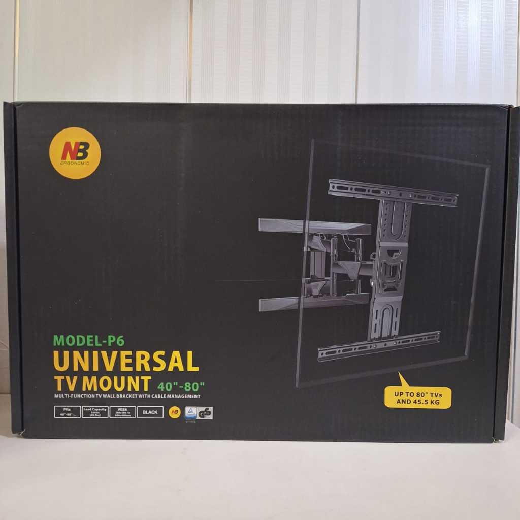 Bracket tv dinding swivel P6 untuk tv 43-75 inchi breket p6 43" 50" 60" 70" 80"