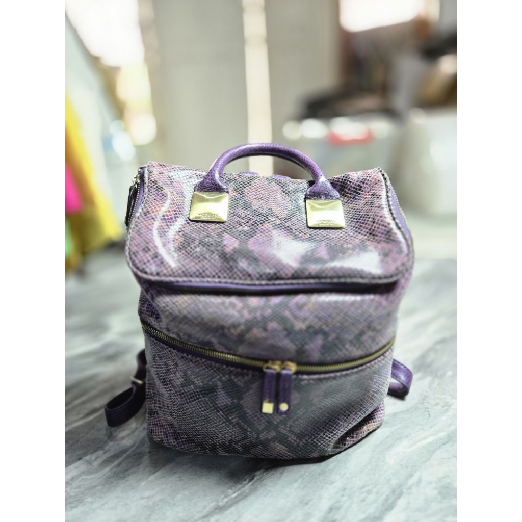 Tas Ransel Wanita Motif Bahan Kulit Dengan Pola Ular Second Branded