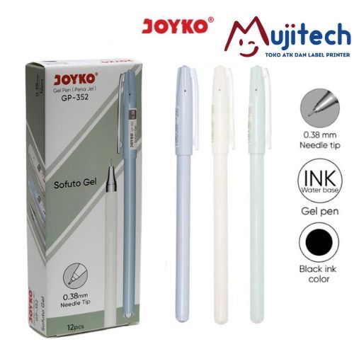 

12 PCS BALLPOINT GEL PEN SOFUTO GP 352 PULPEN GEL 0.38MM NEEDLE TIP PENA ENAK UJUNG JARUM JOYKO
