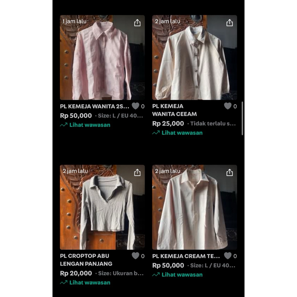 PL BAJU CROPTOP, KEMEJA, DRESS, CELANA KULOT, CUT BRAY,