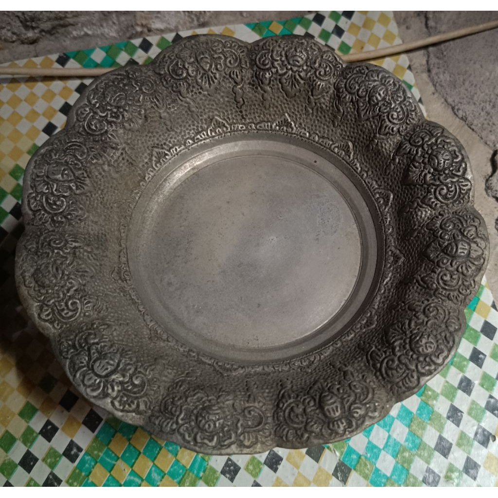 Mangkuk Buah Kuno Perak Bakar