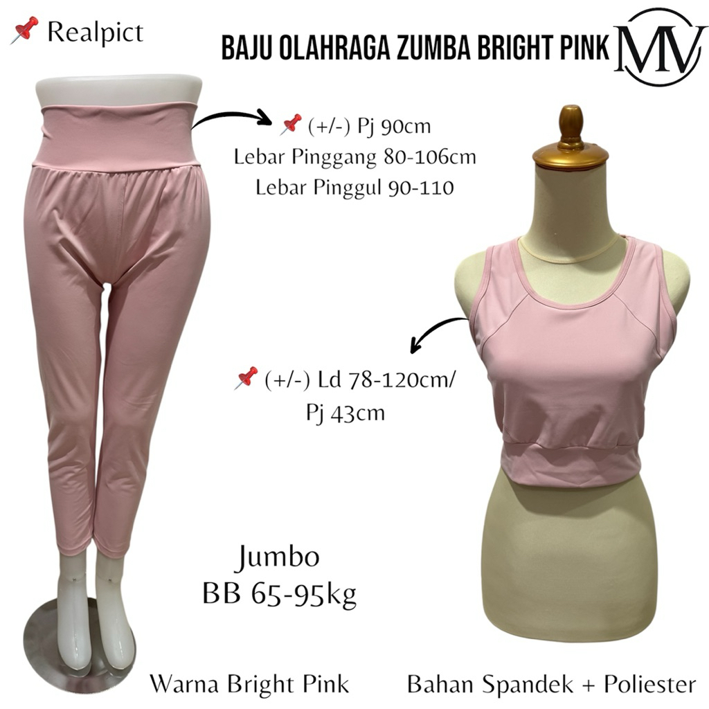 Baju Olahraga Zumba Bright Pink Preloved