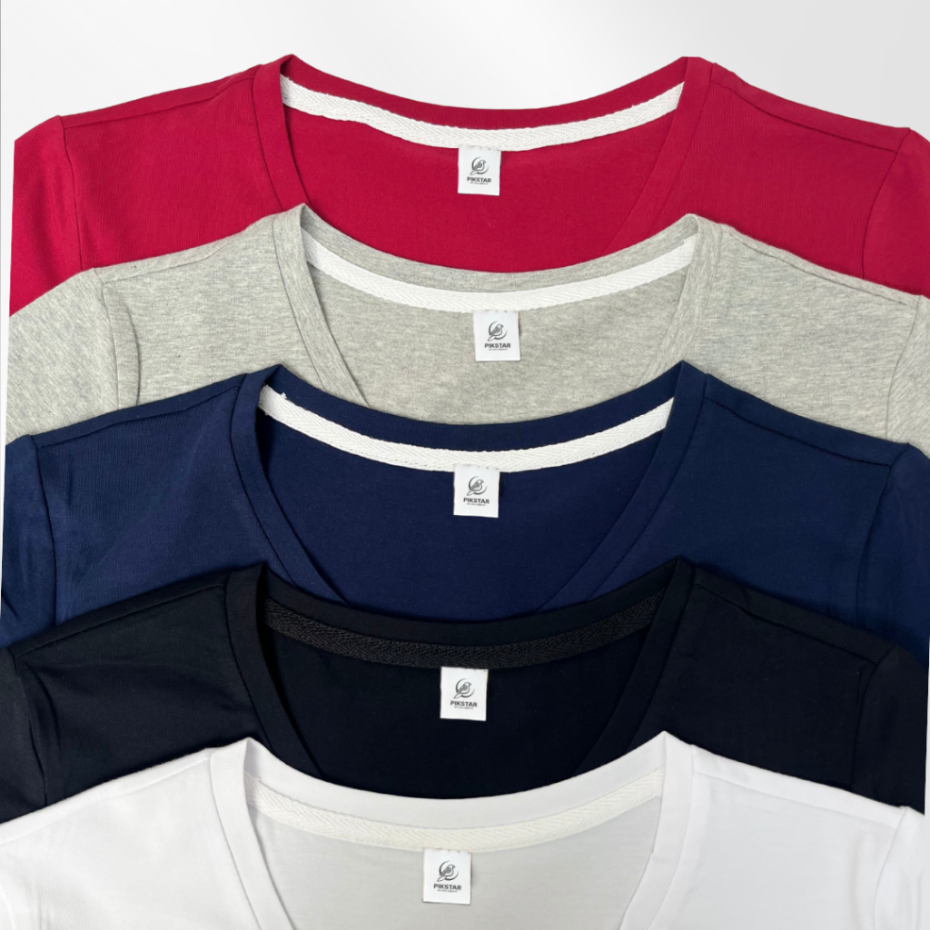 FAVORIT` PIKSTAR KAOS POLOS V-NECK SLIM WANITA T SHIRT, V NECK PREMIUM KATUN TSHIRT NYAMAN