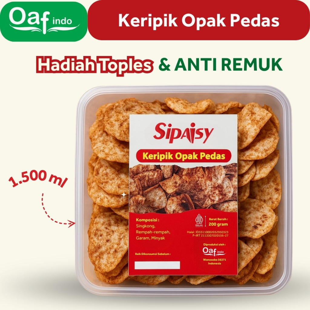 

Sipaisy Keripik Opak Pedas Enak dan Gurih Khas Wonosobo Kemasan Toples Anti Remuk