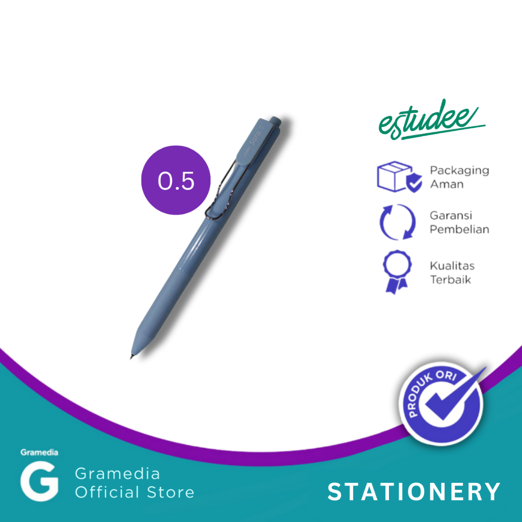 

Gramedia Pettarani - GELPEN ESTUDEE SORA 0.5MM BLACK IN BLUE BARREL