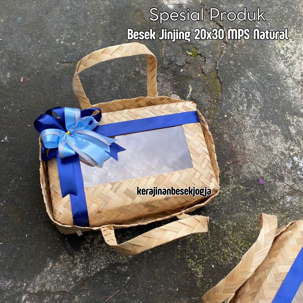 

SEPASANG BESEK JINJING MIKA PITA SPESIAL NATURAL | besek tas besek makanan bingkisan anyaman bambu besekan besek natural