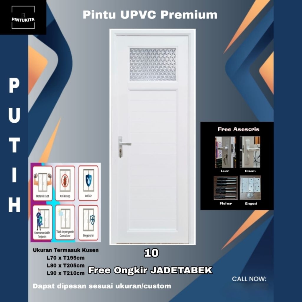 Pintu Utama / Kamar / Kamar Mandi UPVC Premium - PK 10 - Putih