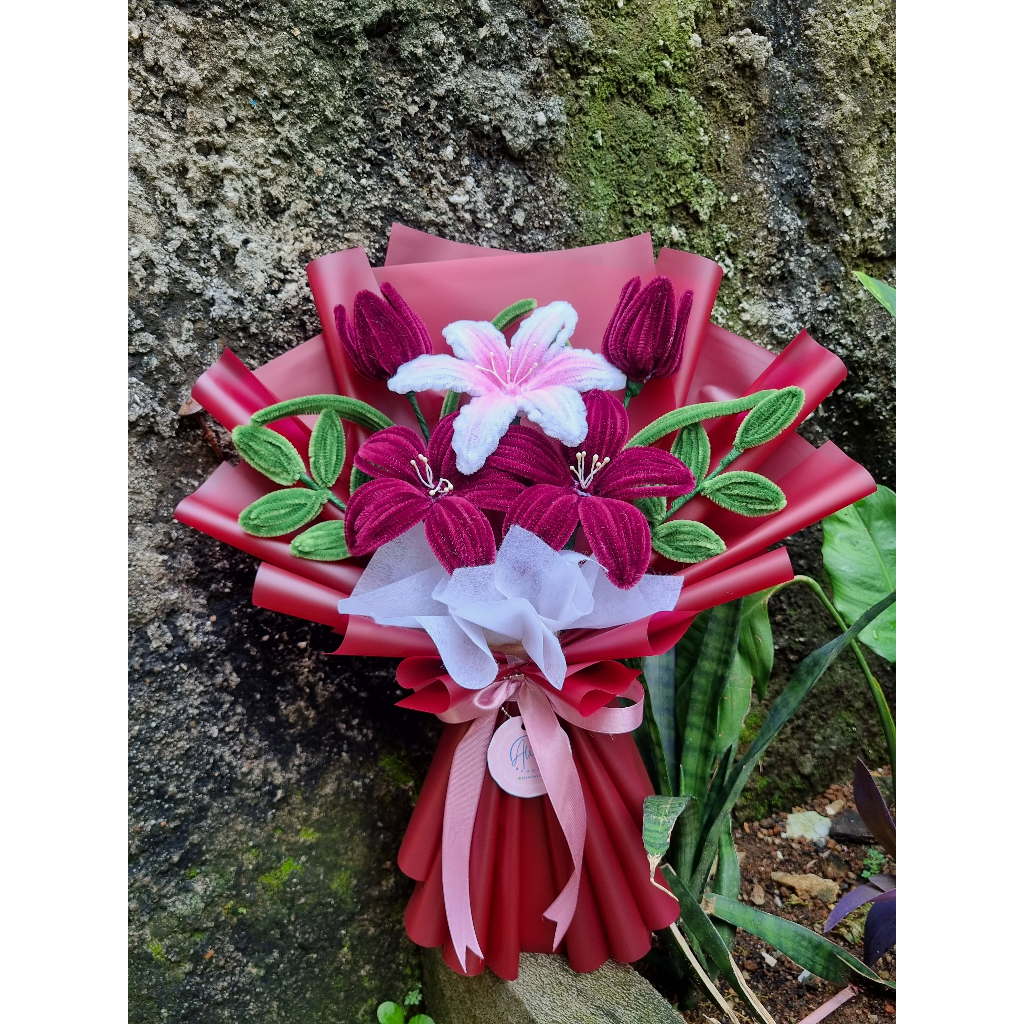 (READY STOK)  Buket Bunga Kawat Bulu / Buket Kawat Bulu / Buket Bunga Tulip Kawat Bulu/ Buket Bunga 