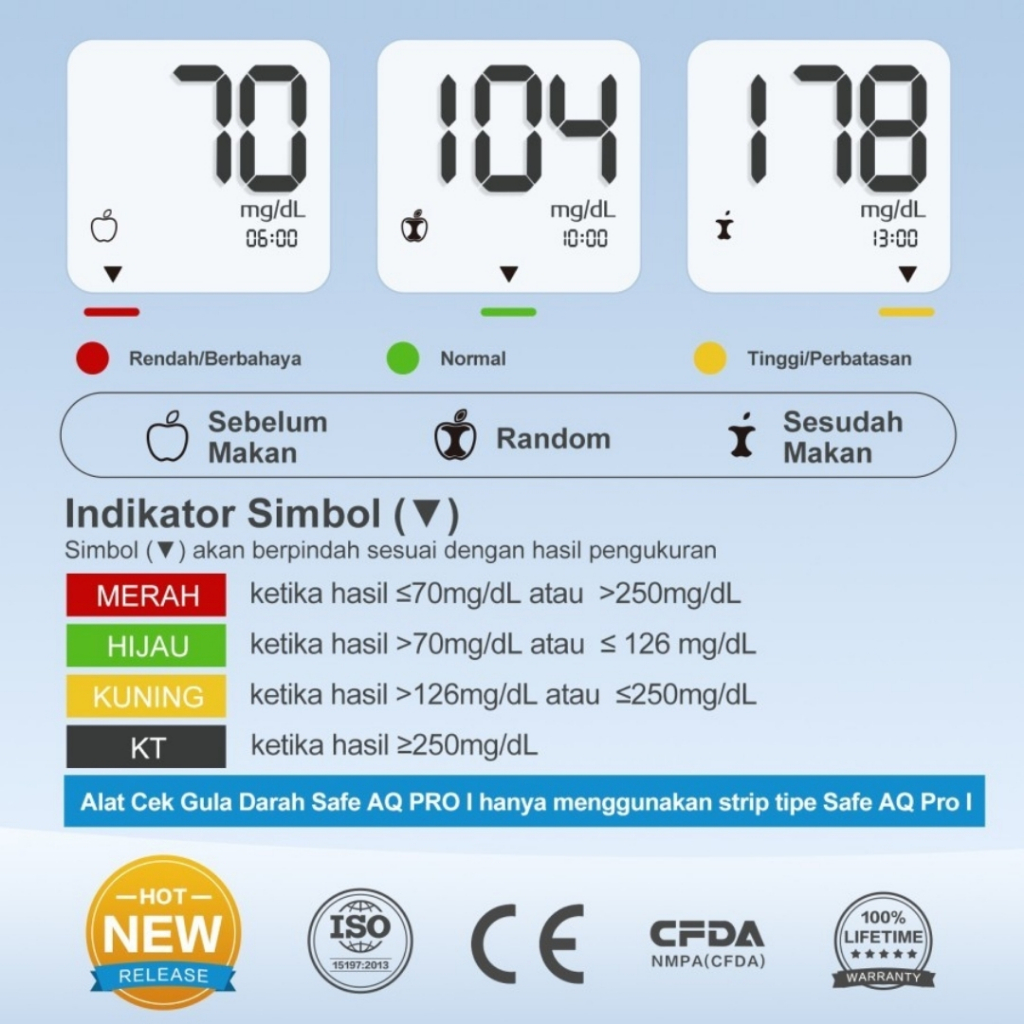 Auto Jewelery Sinocare Safe Aq Pro I Alat Ukur Cek Gula Darah T Akurat - Tanpa Strip - Tanpa Jarum
