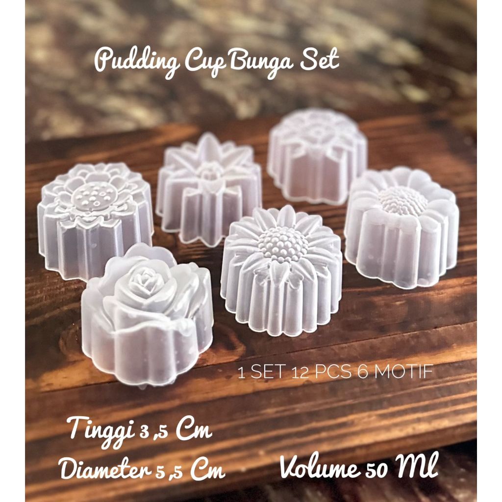 12Pcs Cetakan Cup Bunga Set Kue 5.5 cm Plastik / Cetakan Bunga Lotus / Cetakan Puding Plastik / Ceta