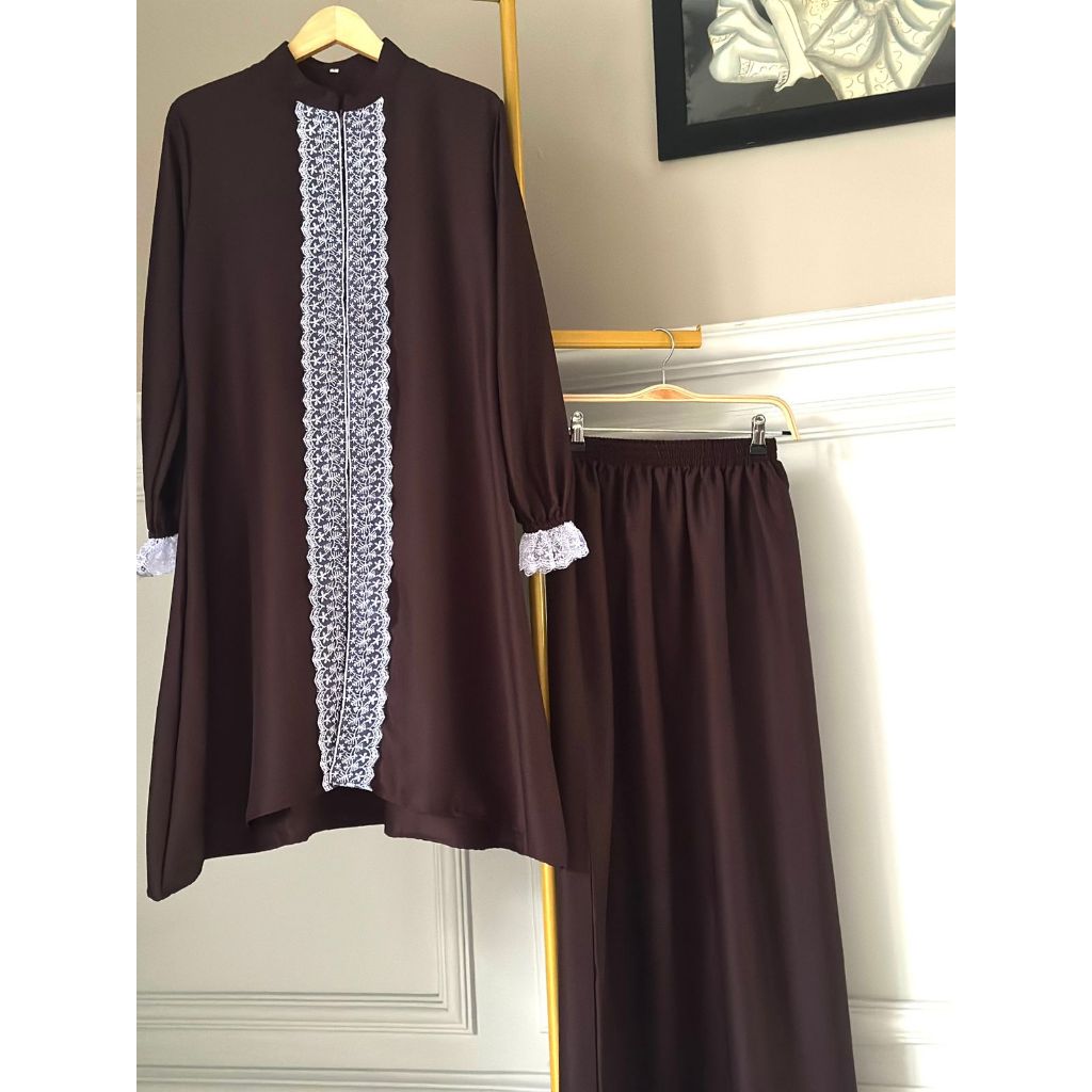 Baju Kurung Melayu Wanita Modern Setelan Set Malaysia Jumbo LD 140 Busui Friendly Wudhu Friendly