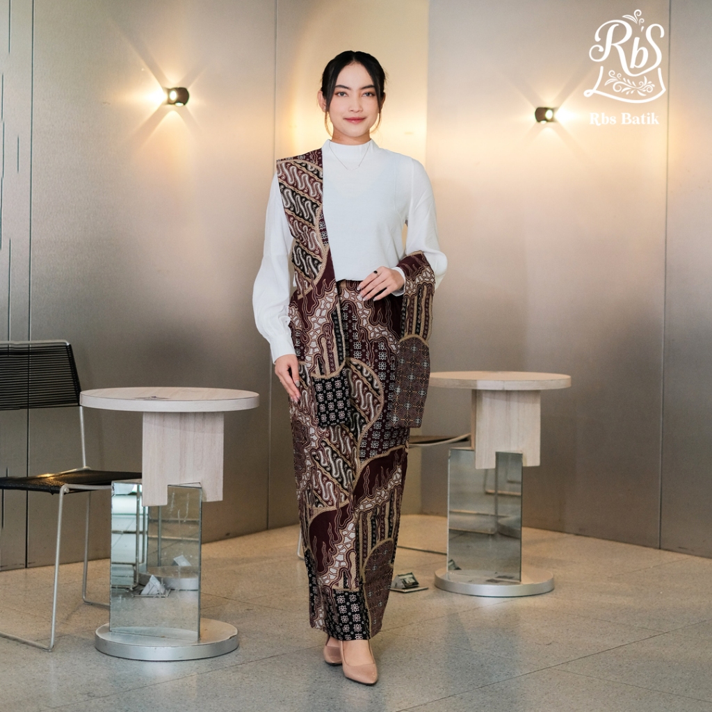 RBS Batik - Rok Batik Wanita Dipta Slimfit Warna Burgundy