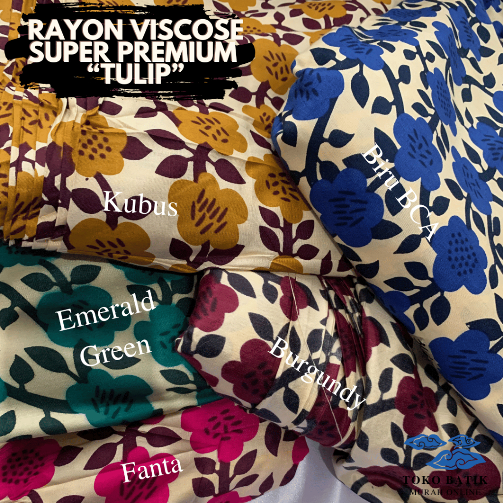 Kain Katun Korea Rayon Silky Viscose Printing Motif "TULIP" 2025 Original 100% Viscose Premium