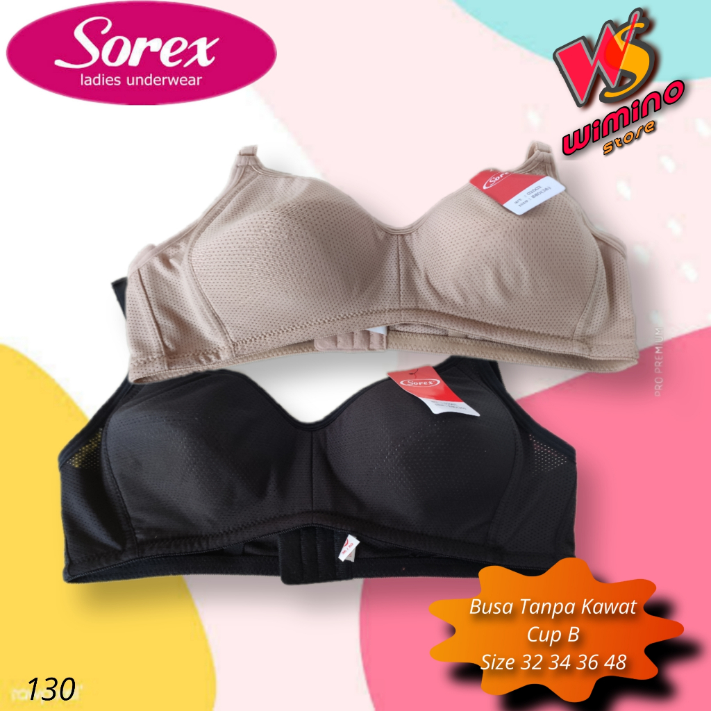 C130 Sorex Bra Wanita Tanpa Kawat Tanpa Busa Cup B Dua Pengait Size 32 - 38