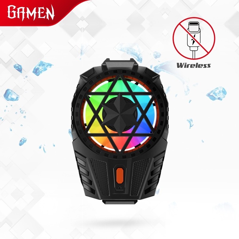 GAMEN Fan Cooler Hp Gaming Tanpa Kabel GMR02S RGB Rechargeable Dengan Klip Penjepit Silent Fan Pendi