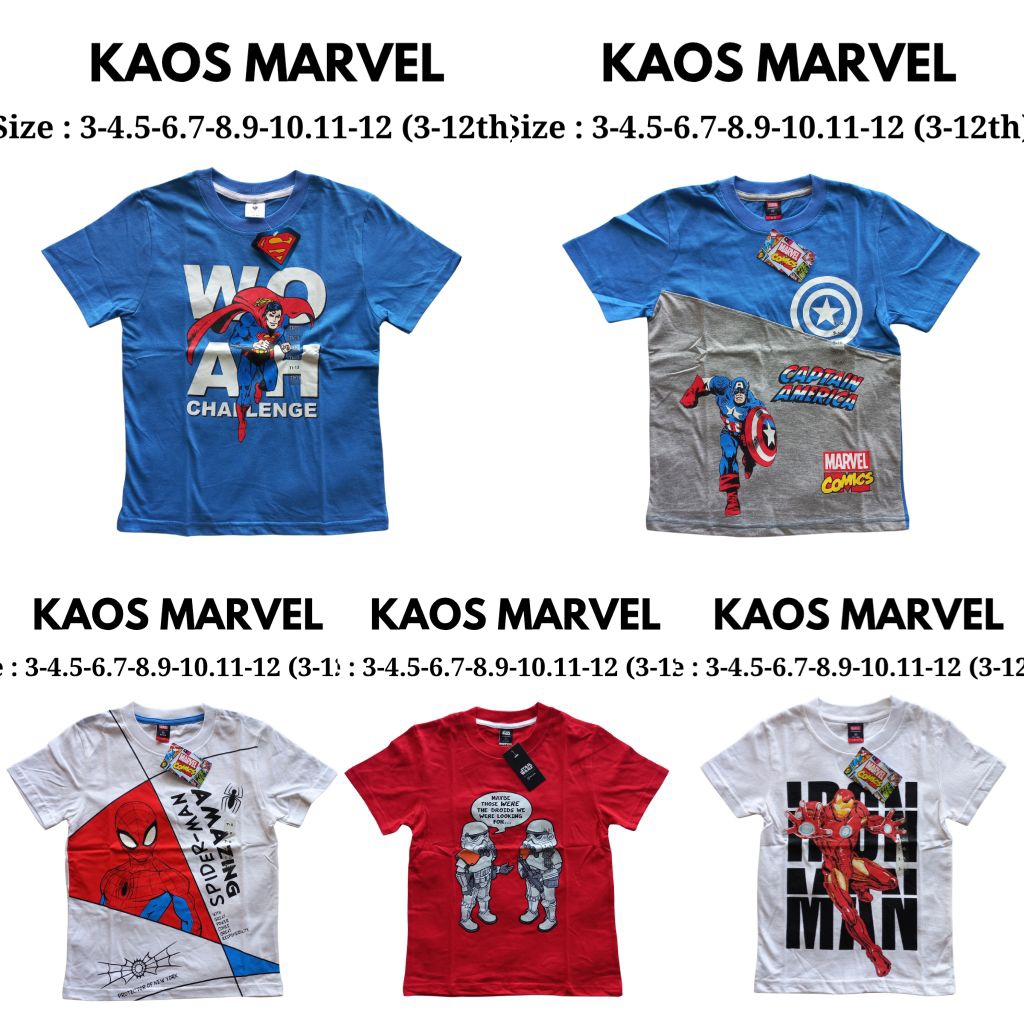 Kaos Marvel Anak Cowok Original Branded Matahari