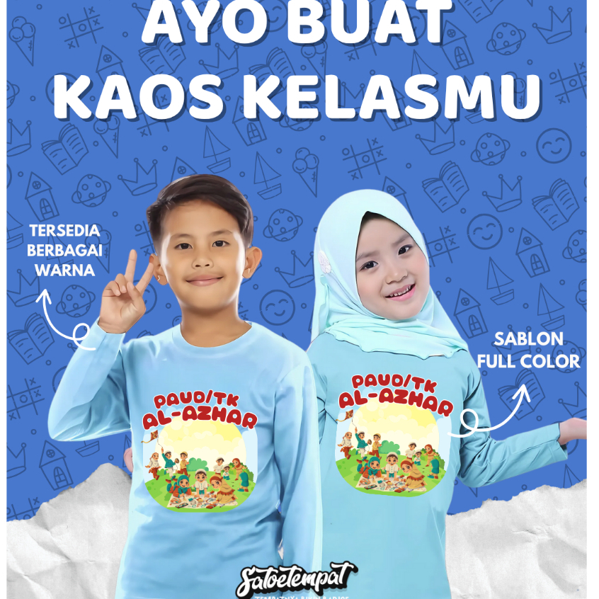 Kaos Tshirt Custom Sekolah Kelas PAUD TK SD Seragam Tour Perpisahan Free Desain Kaos Anak Panjang